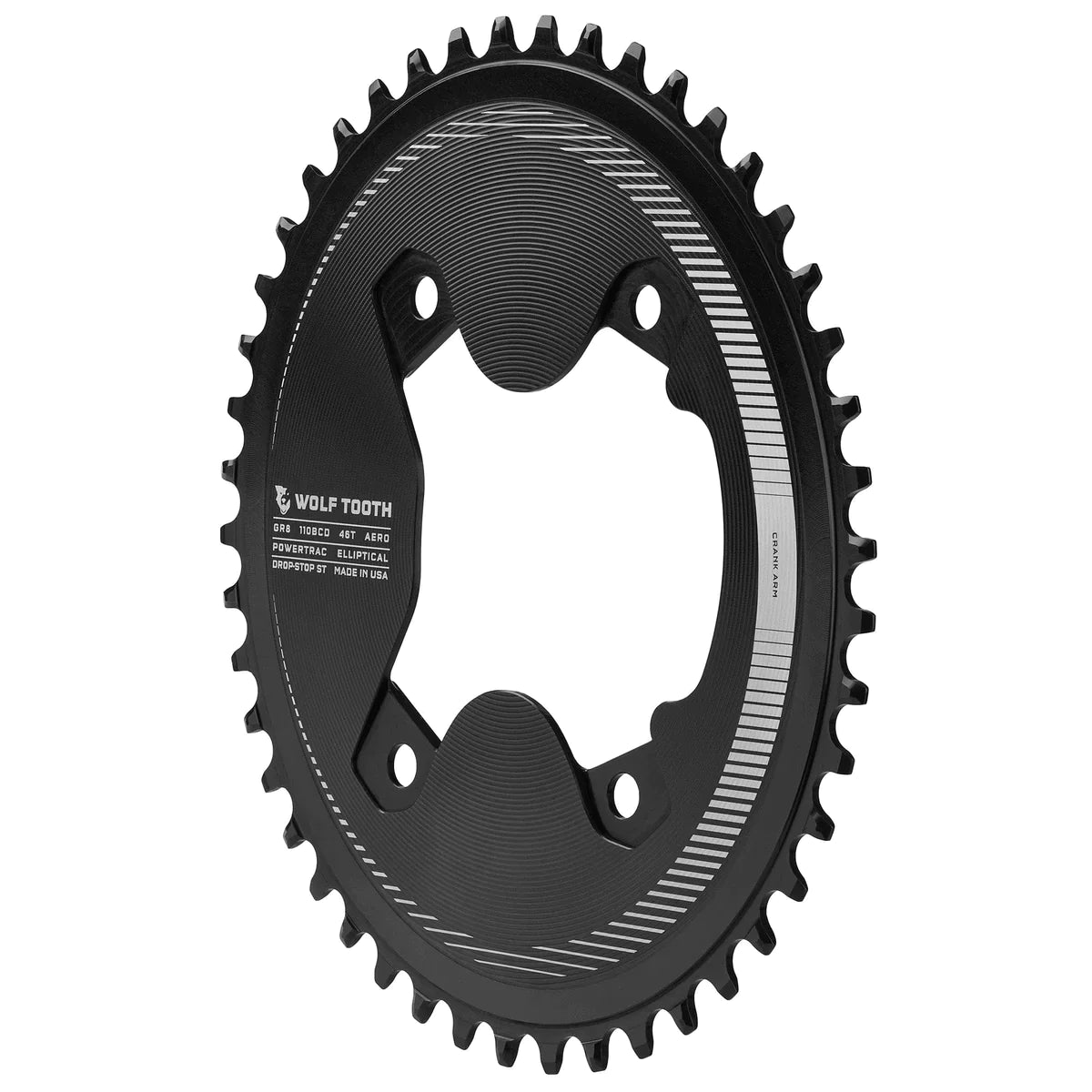 Aero Oval 110 BCD Asymmetric 4-Bolt Chainrings for Shimano GRX Cranks
