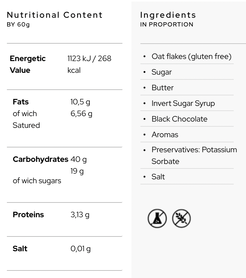 ENERGY OAT BAR · OATCAKE BAR - COOKIES CHOCOLATE