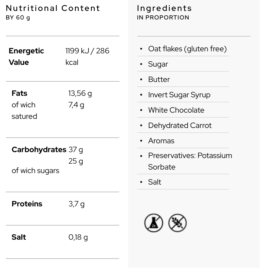 ENERGY OAT BAR · OATCAKE BAR - CARROT CAKE