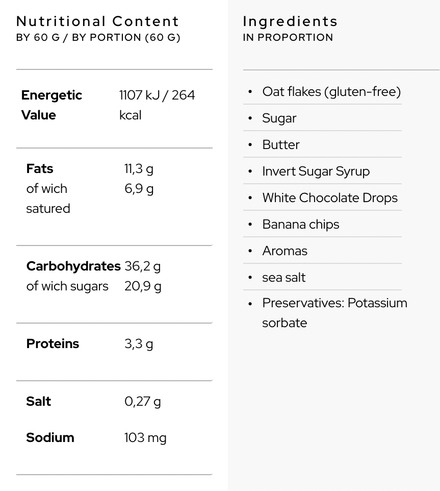 GLUTEN-FREE ENERGY BAR · SWEET BAR - BANANA SALTED