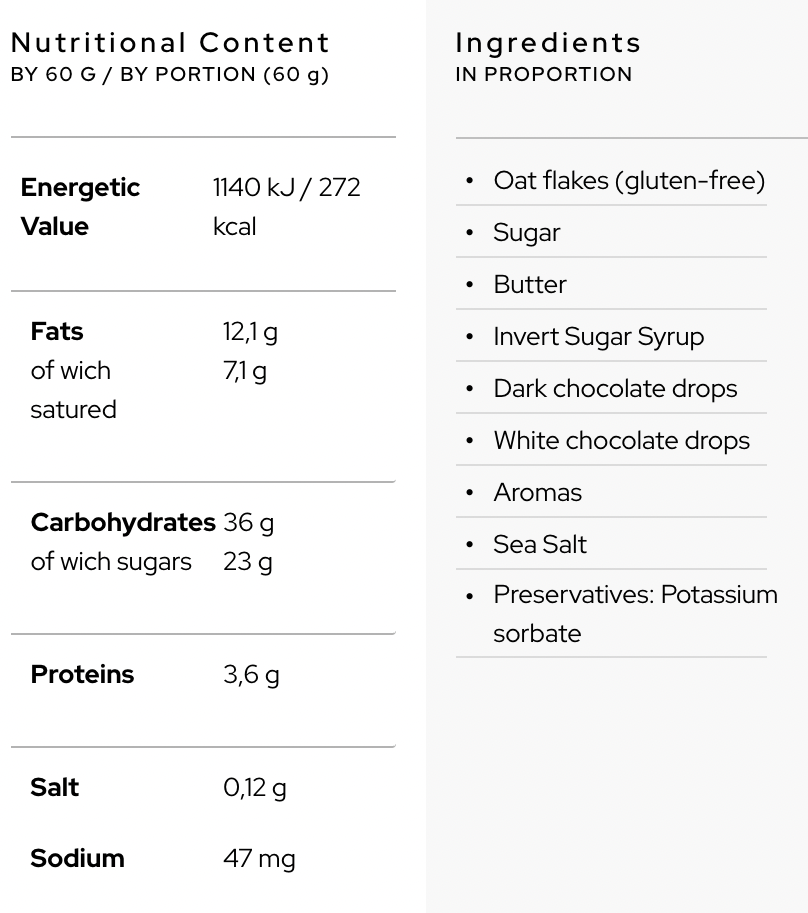 GLUTEN-FREE ENERGY BAR · SWEET BAR - TRES CHOCOLATES
