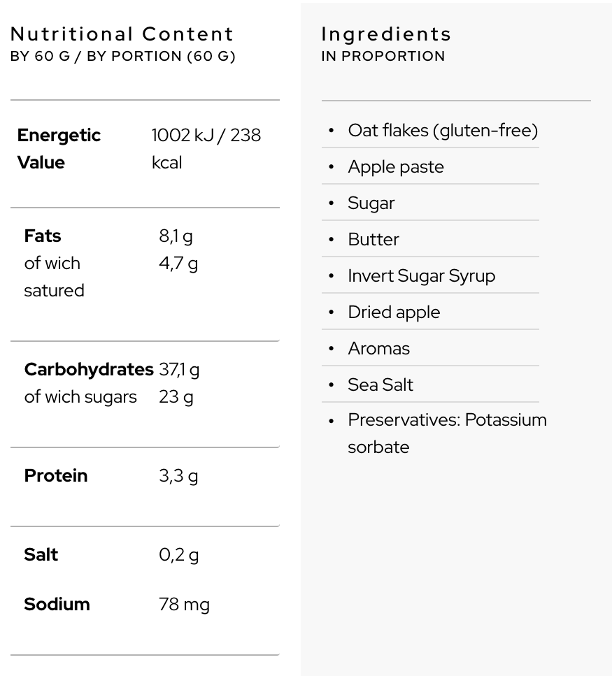 GLUTEN-FREE ENERGY BAR · SWEET BAR - ROASTED APPLE
