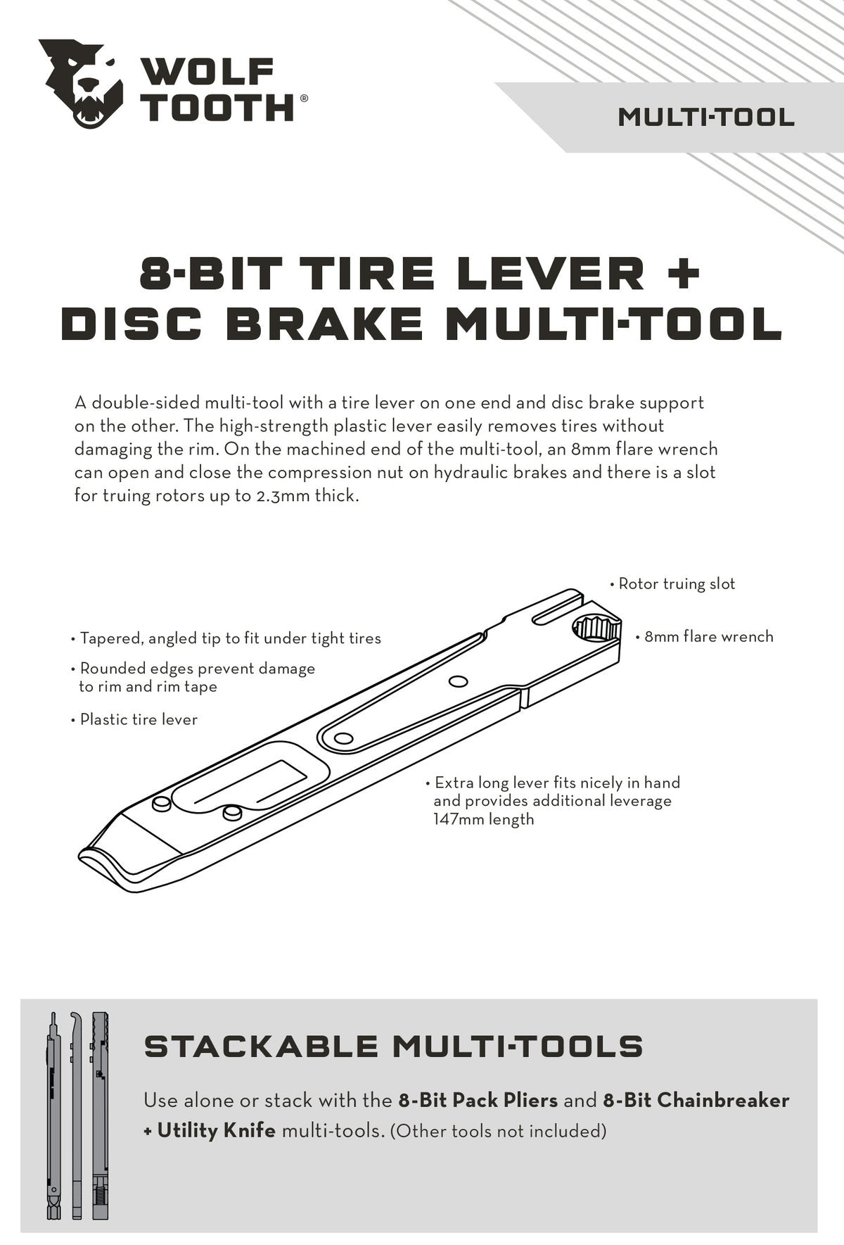 8-Bit Tire Lever + Disc Brake Multi-Tool - Wolf Tooth Components
