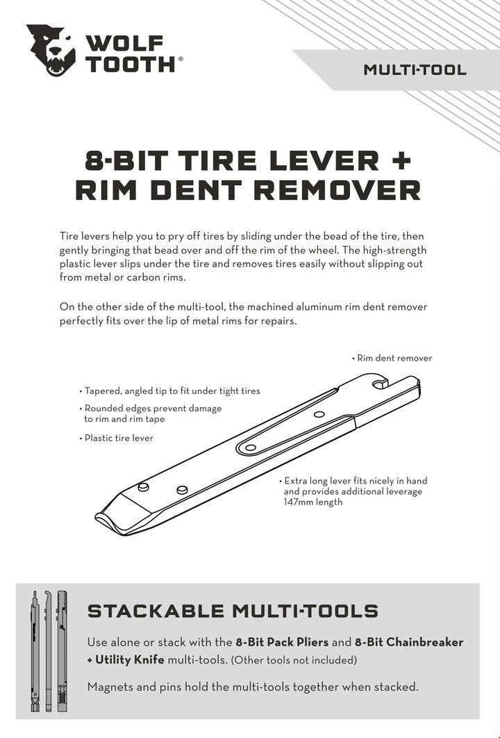8-Bit Tire Lever + Rim Dent Remover Multi-Tool - Wolf Tooth Components